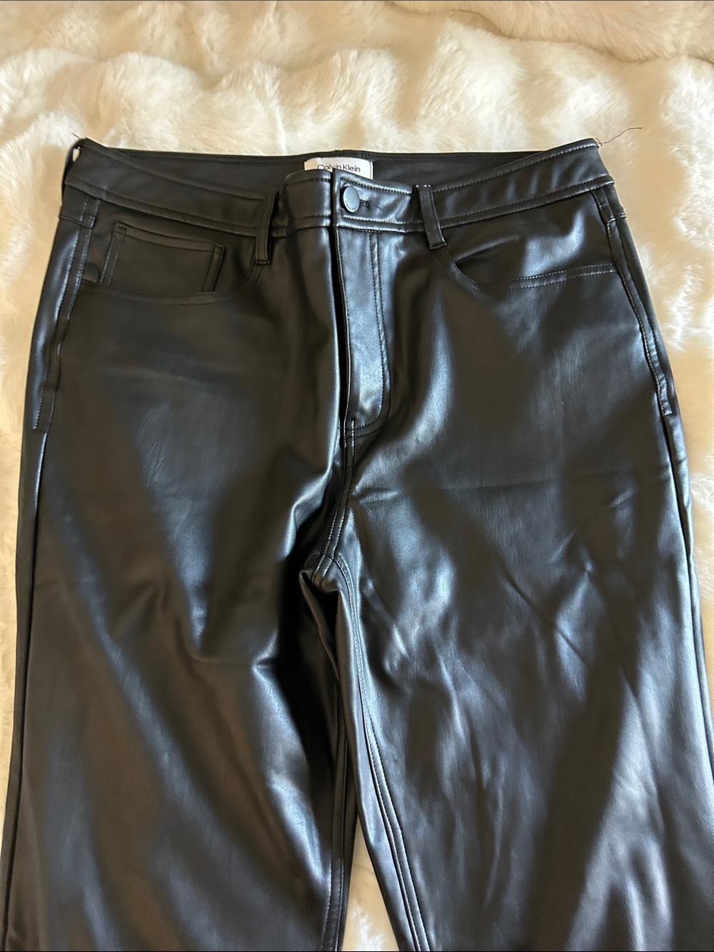Calvin Klein Black Faux Leather Pants - Picture 2 of 8